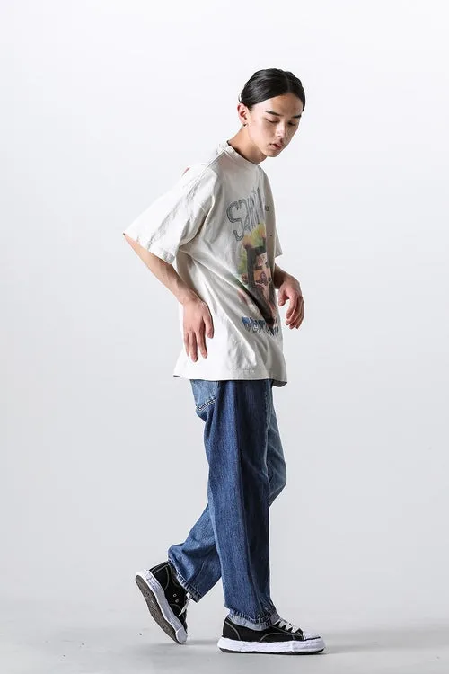 SAINT MICHAEL SAINT WAR TEE/WHAT new style Jesus cross retro short-sleeved, off-white S-XL, ready-to-wear, washed and distressed, printed repeatedly and modified, tube-woven seamless fabric, with little angel anti-counterfeiting label